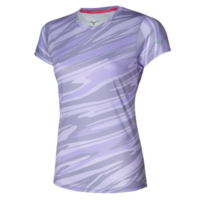 Camisa Mizuno Impulse Core Estampados Tee Mujer Morados - Chile M568WQRXAJ